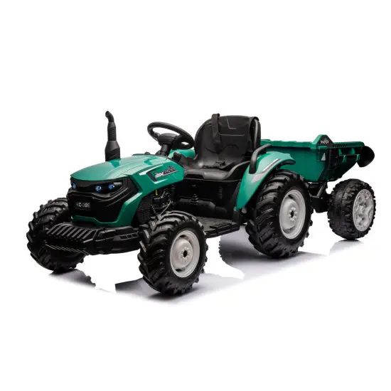 HC-306 Akumuliatorinis traktorius su priekaba Tamsiai žalia 24V