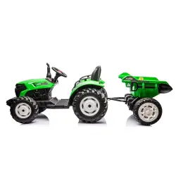 Žalias elektrinis traktorius  HC-306 su priekaba 24V