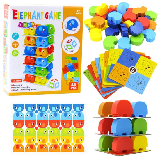 Šeimos arkadinis žaidimas Elephant Tower Stacking (45 vnt.) Stalo ir sporto žaidimai