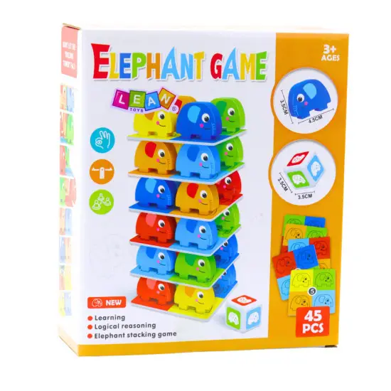 Šeimos arkadinis žaidimas Elephant Tower Stacking (45 vnt.) Stalo ir sporto žaidimai