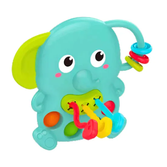 Green sensory elephant rattle with moving parts For babies