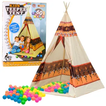 India tipi telk laste jaoks + 60 palli 155 cm