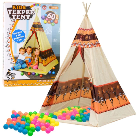 Indėnų tipi palapinė su kamuoliukais, 155 cm