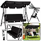 Three-person Garden Swing Rocking Cushions Mattress Black