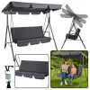 Three-person Garden Swing Rocking Cushions Mattress Gray