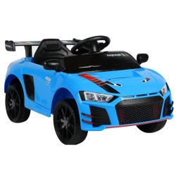 Mėlyna akumuliatoriumi valdoma transporto priemonė