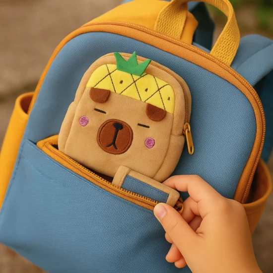 Pliušinė kapibaros piniginė su ananaso motyvu 9,5 x 8 cm Kuprinės ir krepšiai