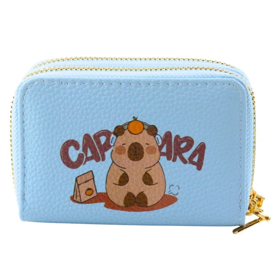 Mėlyna dviejų skyrių piniginė su kortelių skyreliais, Kapibara 12,5 x 8,5 cm Kuprinės