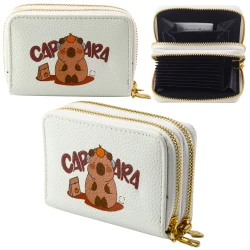 Balta dviejų skyrių piniginė su kortelių skyreliais Kapibara 12,5 x 8,5 cm