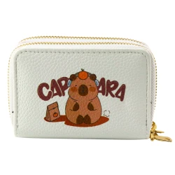 Balta dviejų skyrių piniginė su kortelių skyreliais Kapibara 12,5 x 8,5 cm