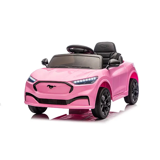 Akumuliatoriumi varomas rožinis automobilis Ford Mustang Mach-E Automobiliai