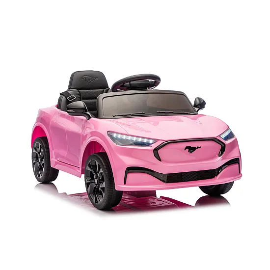 Akumuliatoriumi varomas rožinis automobilis Ford Mustang Mach-E Automobiliai