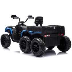 Mėlynas keturatis ATV 6 ratai su priekaba JC606 24V 4x4