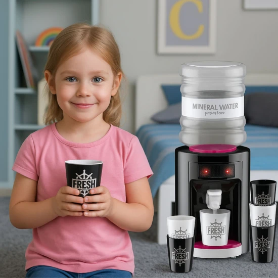 Žaislinis rožinis vandens pilstytuvas su šviesomis ir garsais Buitiniai prietaisai, virtuvės