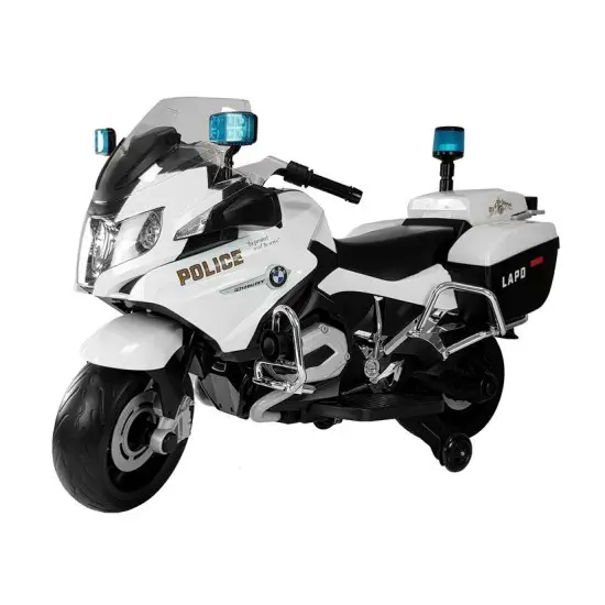 Baltas BMW policijos motociklas