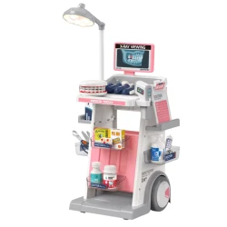 Rožinis gydytojo odontologo rinkinys medicininis vežimėlis