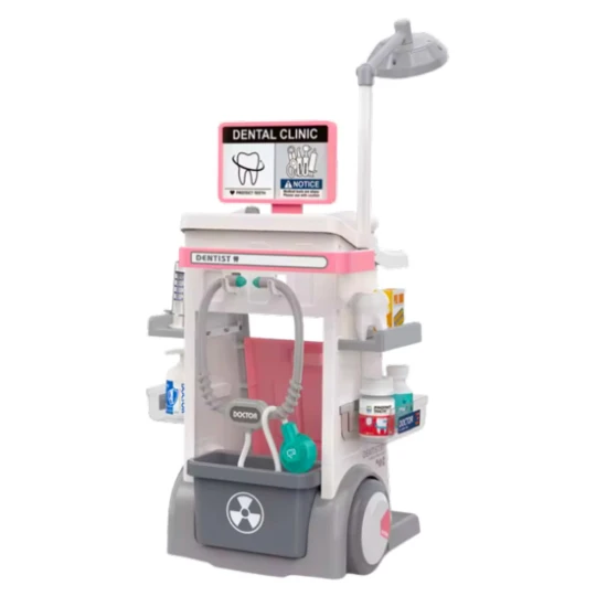 Rožinis gydytojo odontologo rinkinys medicininis vežimėlis Gydytojo rinkiniai