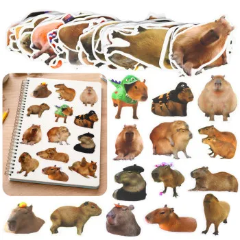 Capybara Paper Stickers Set Real Images 50 pcs.