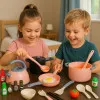 Kitchen set: pots, kitchen utensils, cooking utensils, pink, 32 pieces Household appliances, kitchens