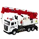 Truck with crane, metal cab, adjustable boom, light and sound system