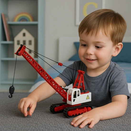 Metalinis raudonas vikšrinis kranas vaikams Žaisliniai automobiliai