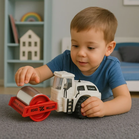 Balta statybinė transporto priemonė kelio volas Žaisliniai automobiliai