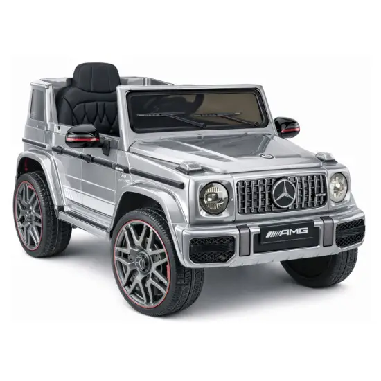 Sidabrinis akumuliatorinis automobilis Mercedes AMG G 63 Elektrinės mašinėlės vaikams