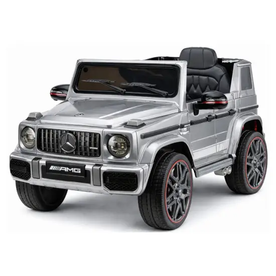Sidabrinis akumuliatorinis automobilis Mercedes AMG G 63 Elektrinės mašinėlės vaikams