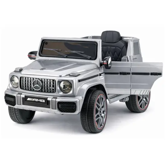 Sidabrinis akumuliatorinis automobilis Mercedes AMG G 63 Elektrinės mašinėlės vaikams