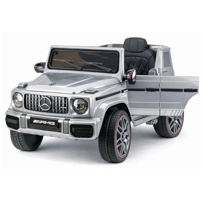 Sidabrinis akumuliatorinis automobilis Mercedes AMG G 63 Elektrinės mašinėlės vaikams