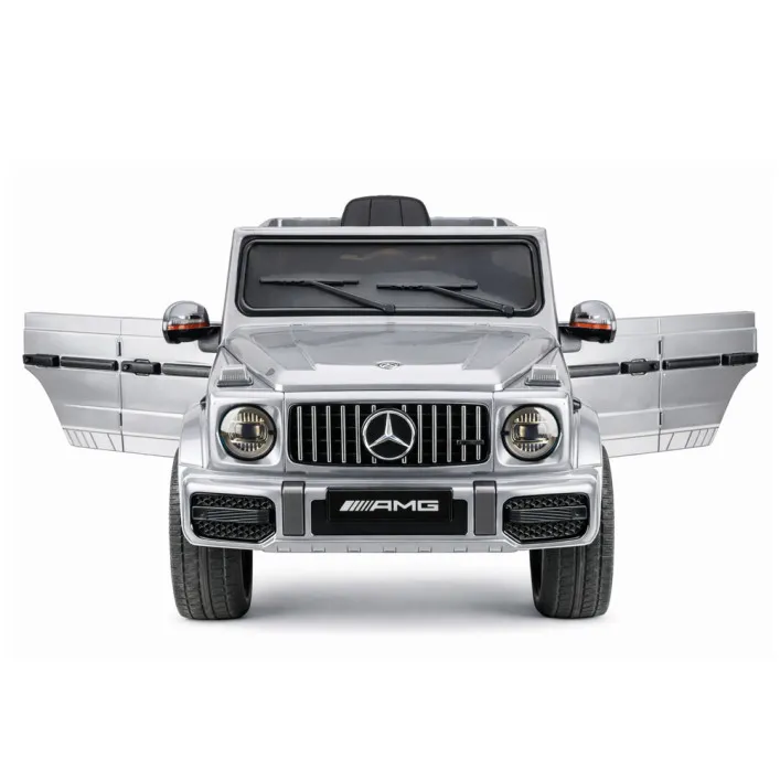 Sidabrinis akumuliatorinis automobilis Mercedes AMG G 63 Elektrinės mašinėlės vaikams