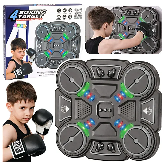 Interactive Musical Boxing Shield with LED Lights 3 Levels Black Stalo ir sporto žaidimai