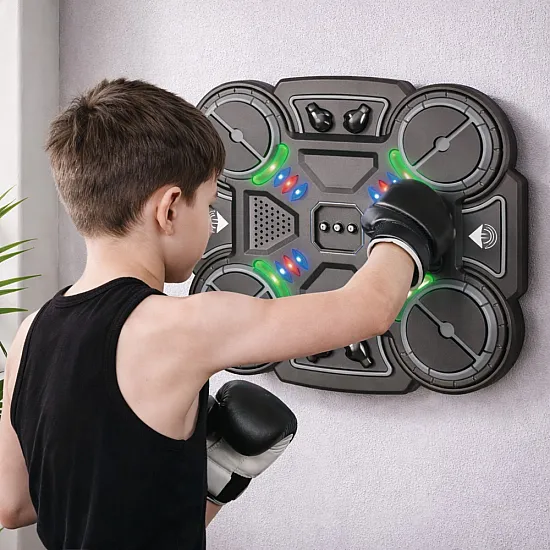Interactive Musical Boxing Shield with LED Lights 3 Levels Black Stalo ir sporto žaidimai
