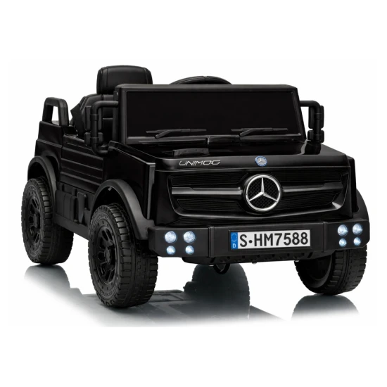 Akumuliatorinis juodas automobilis Mercedes Unimog HM7588 Elektrinės mašinėlės vaikams