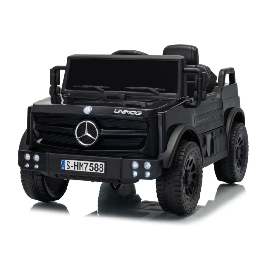 Akumuliatorinis juodas automobilis Mercedes Unimog HM7588 Elektrinės mašinėlės vaikams