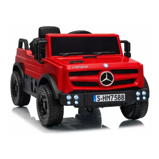 Akumuliatorinis raudonas automobilis Mercedes Unimog HM7588 Elektrinės mašinėlės vaikams
