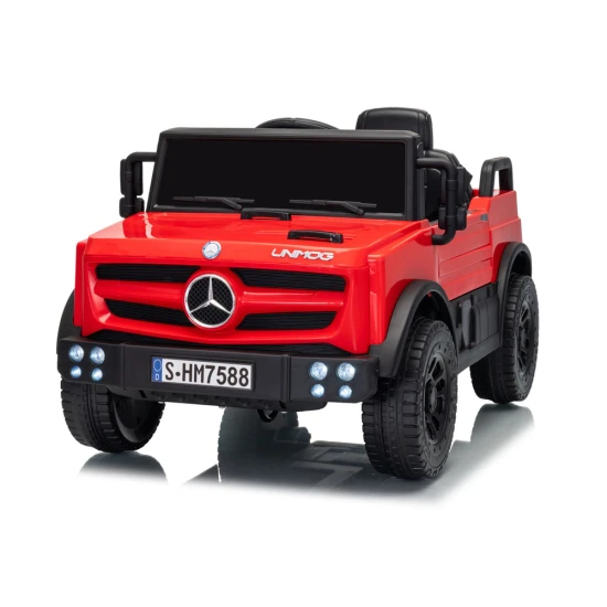 Akumuliatorinis raudonas automobilis Mercedes Unimog HM7588 Elektrinės mašinėlės vaikams