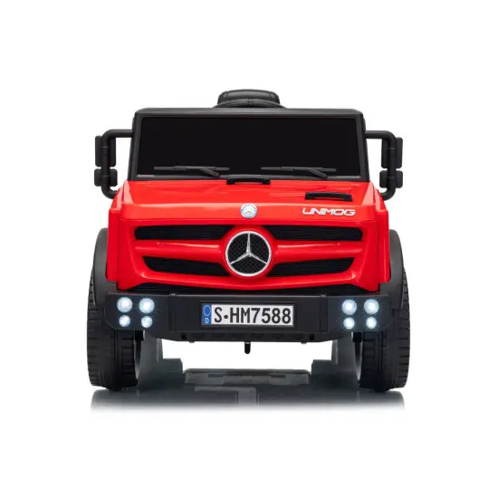 Akumuliatorinis raudonas automobilis Mercedes Unimog HM7588 Elektrinės mašinėlės vaikams