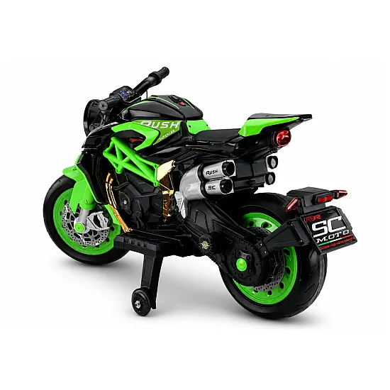 XW-07 baterijomis maitinamas žalias motociklas