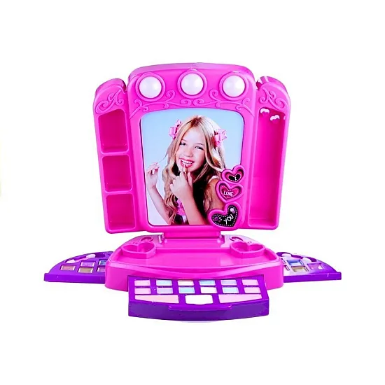 Dressing table with accessories and lighting Pink