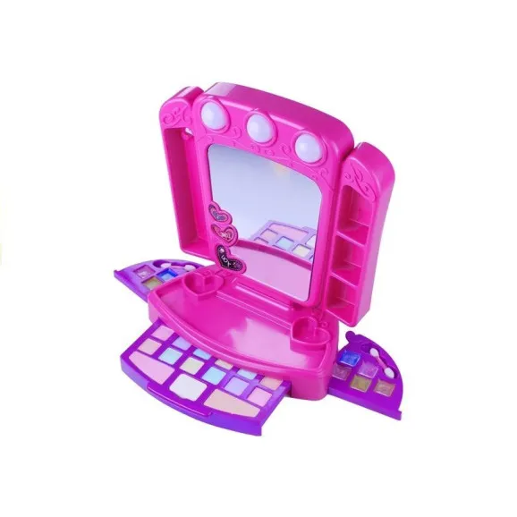 Tualetinis staliukas su aksesuarais ir apšvietimu Pink