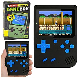 Juoda žaidimų konsolė Retro 108 in 1 su LCD ekranu