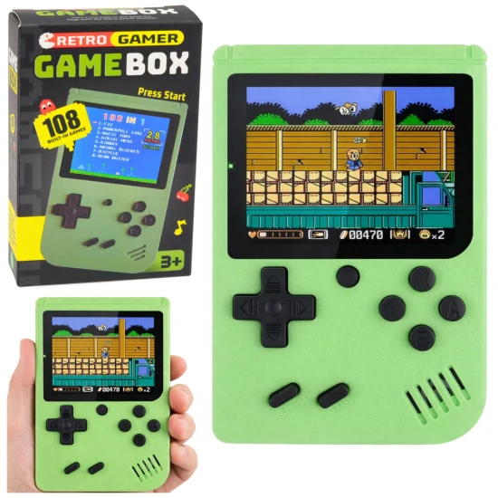 Žalias elektroninis žaidimų retro konsolė 108 in 1 LCD ekranas Stalo ir sporto žaidimai