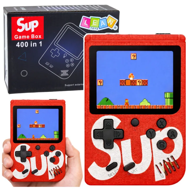 Raudona elektroninė žaidimų konsolė Retro Sup 400 žaidimų LCD 8 bitų Stalo ir sporto žaidimai