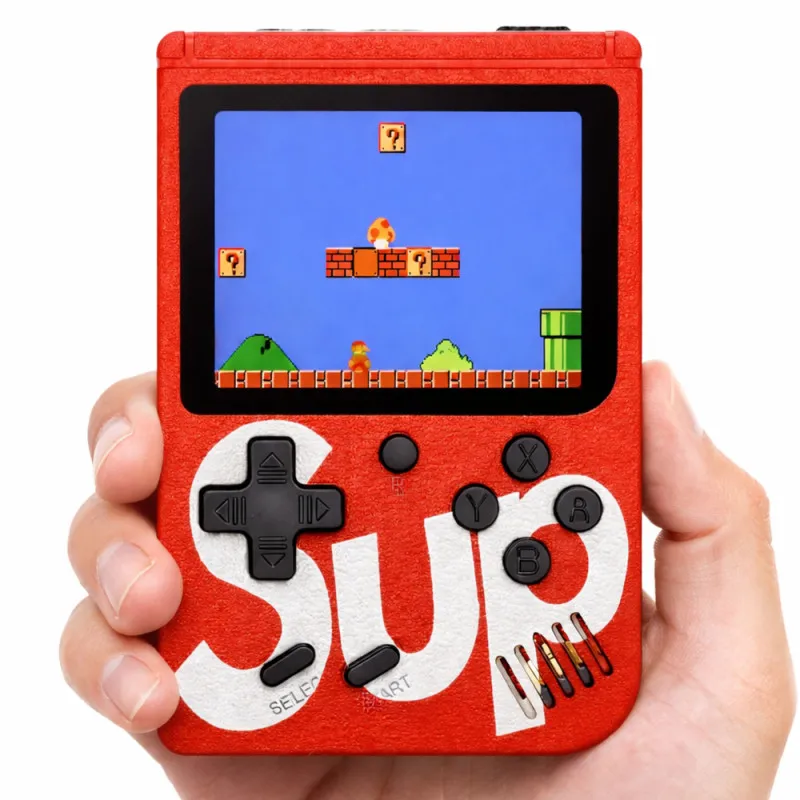 Raudona elektroninė žaidimų konsolė Retro Sup 400 žaidimų LCD 8 bitų Stalo ir sporto žaidimai