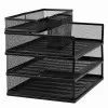 Metalinis juoda biuro lentyna dokumentams ir priedams