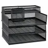 Metalinis juoda biuro lentyna dokumentams ir priedams