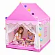 Pink play tent with decorative LED lights