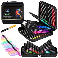 Set of 120 pencils in a pencil case with accessories