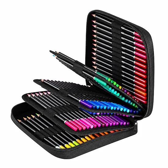 Set of 120 pencils in a pencil case with accessories